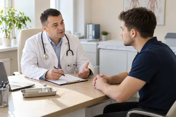 врач разговаривает с пациентом о кодировании Торпедо